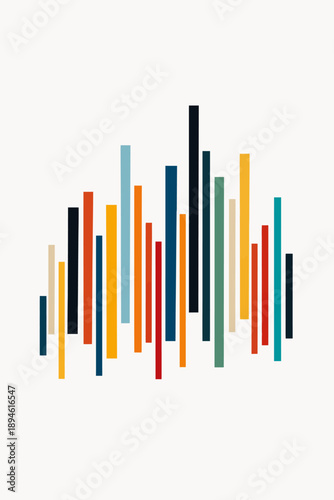 Colorful abstract bars on white background with vibrant vertical lines