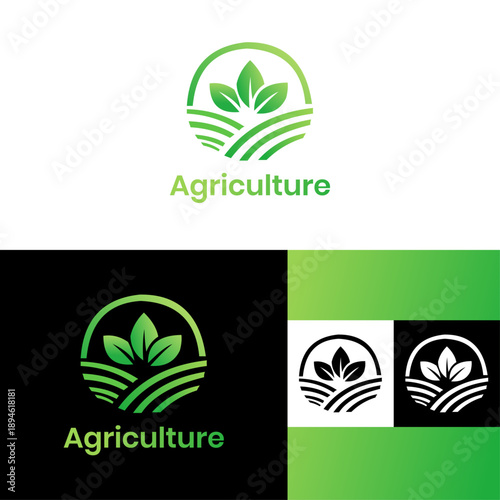 Organic Farm Logo | Green Crop Growth Symbol | Sustainable Agriculture Icon