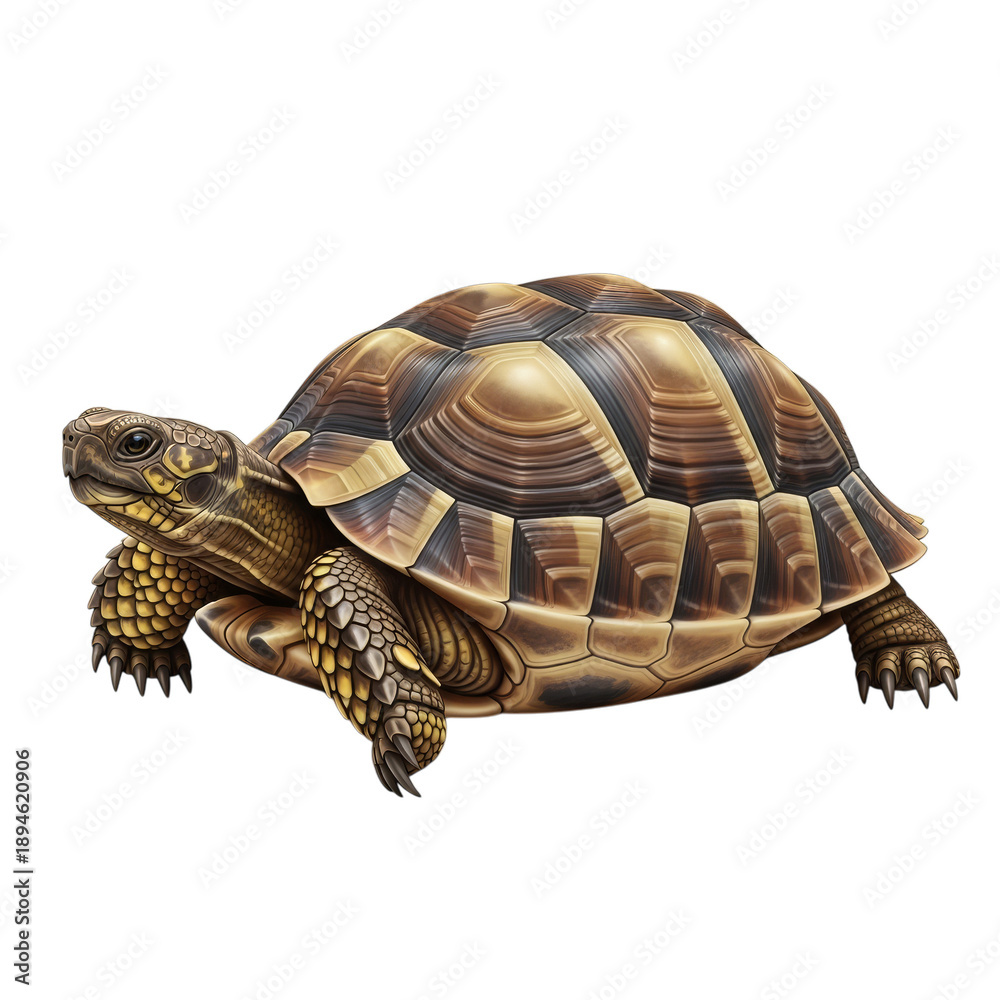 Obraz premium Turtle with brown and gold shell on black background