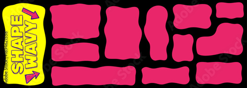 Modern shape frame featuring an organic rectangle form, wavy doodle accents and square touches, abstract design with organic shape and soft wavy motion.