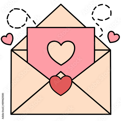 Valentine love letter vector design