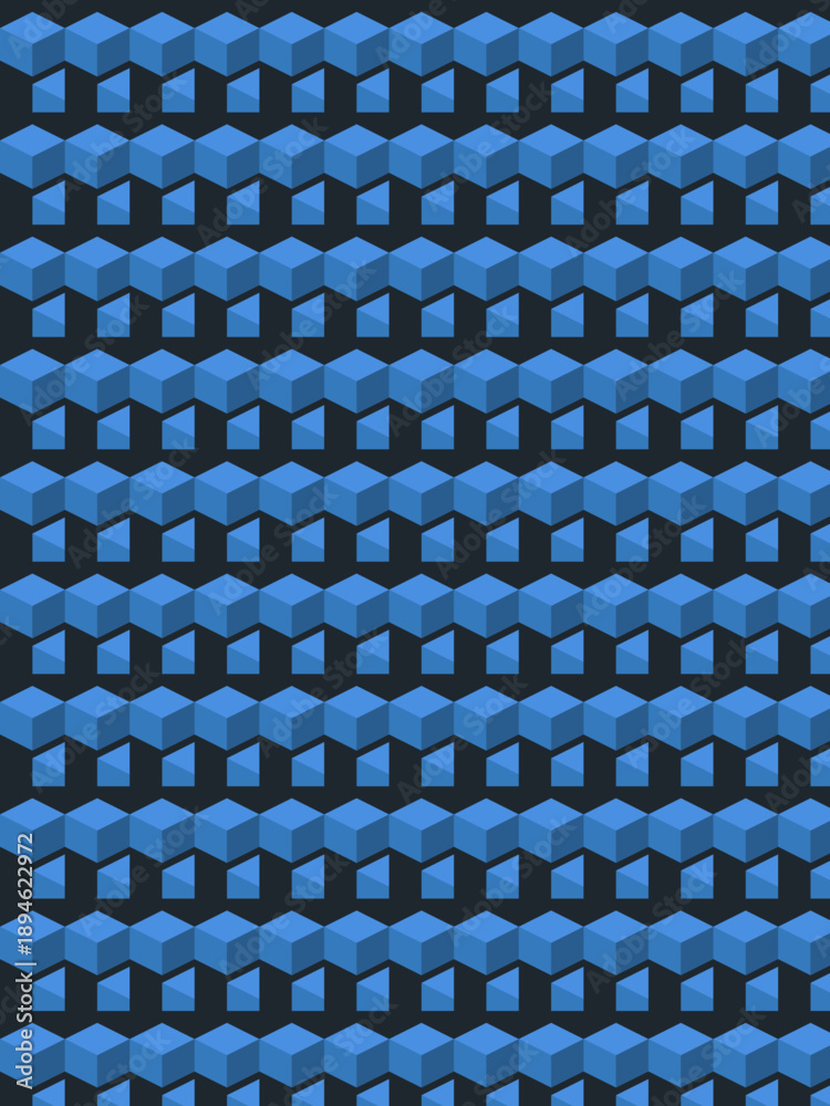 Fototapeta premium Isometric Blue Cube Seamless Pattern