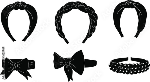 Trendy headbands collection, stylish hair accessories, bow headbands, braided designs, fabric hairbands, fashion hair styling essentials for women and girls