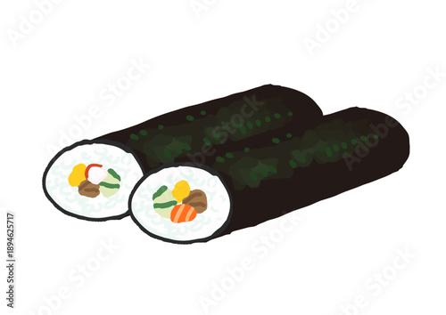 かわいい節分の手描きの恵方巻き