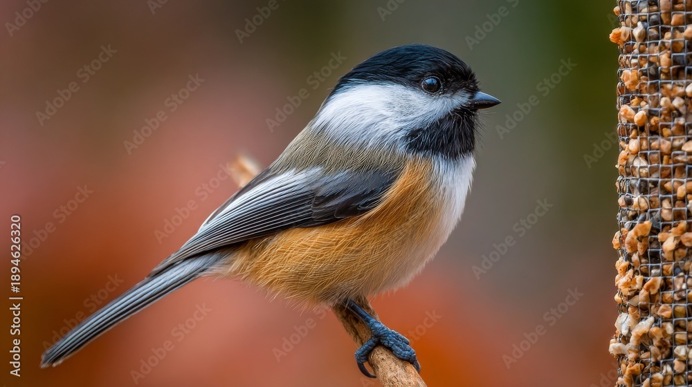 Fototapeta premium Charming Bird Perched on Branch with Soft Focus Background