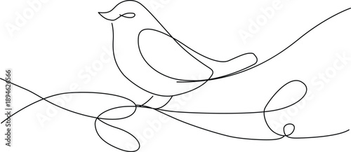 Bird perched on branch Vector