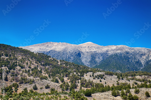 the white mountains of Crete under Blue Sky (Greece)