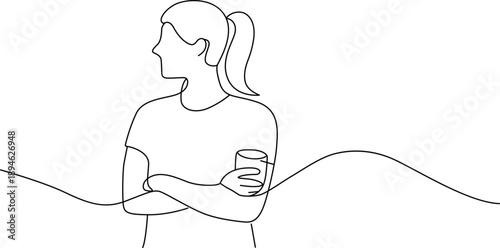 Woman holding coffee cup Vector