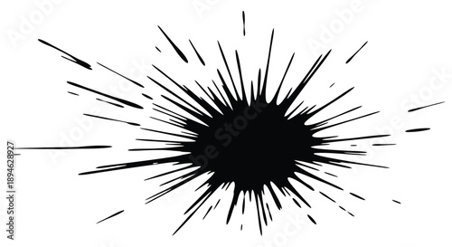 An abstract burst of black lines radiating outwards creating a dynamic explosion effect on transparent background silhouette high quality professional detailed