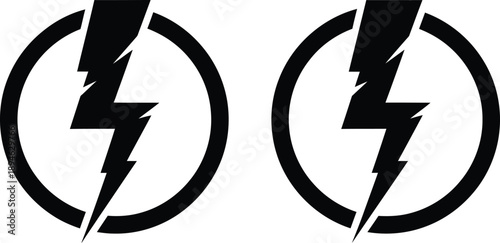 Bold Lightning Bolt Icon Illustrating Power, Electricity, and Fast Energy Transfer in a Circular Emblem