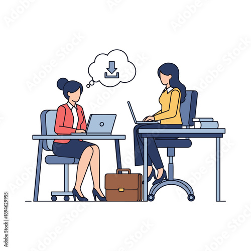 Two Women Working Collaboratively on Laptops