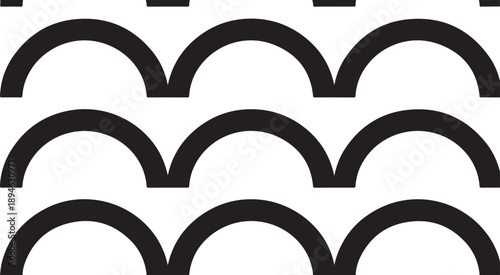 Geometric Pattern of Black Arches on White Background Design