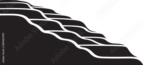 Black and white staircase with modern design elements isolated