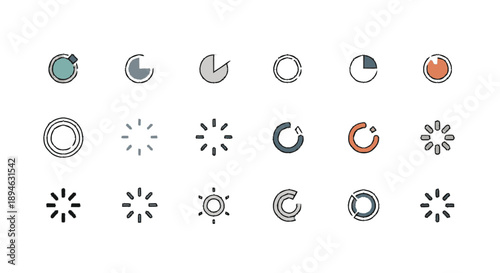 Collection of Various Circle and Sun Icons.