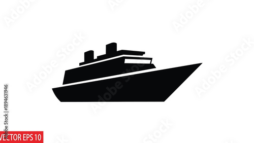 Modern Silhouette of a Luxury Cruise Ship and Ocean Liner Representing Maritime Travel, Tourism, and Global Logistics