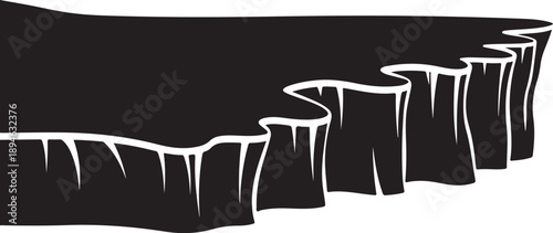Black and white illustration of tree stumps in landscape