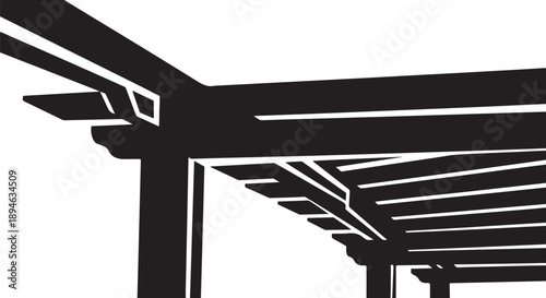 Black and white illustration of a pergola structure design
