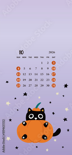 2026 October Calendar Phone Wallpaper