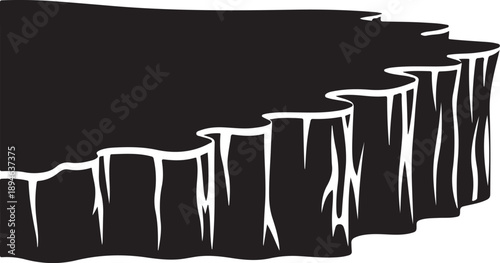 Black and white illustration of cracked earth landscape scene