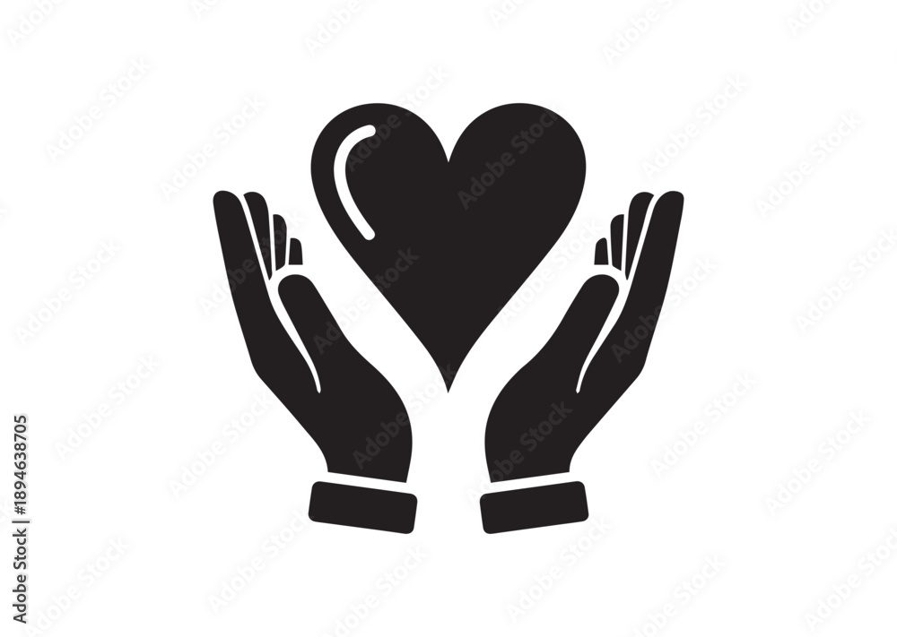 Obraz premium Heart in hand Icon, Editable Solid Vector Illustration