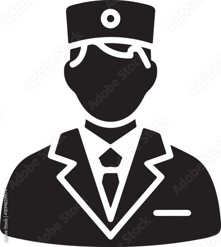 Service professional icon with cap and tie isolated on white background, illustration