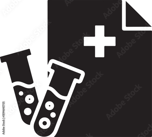 Medical lab test results and healthcare document icon isolated on white background, illustration
