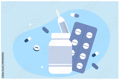 Pharmacy, medicines and drugs for health care vector illustration