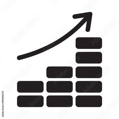 Growth chart with stacked bars illustrating upward trend and progress