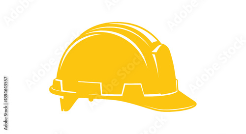 A bright yellow construction helmet isolated on a plain white background