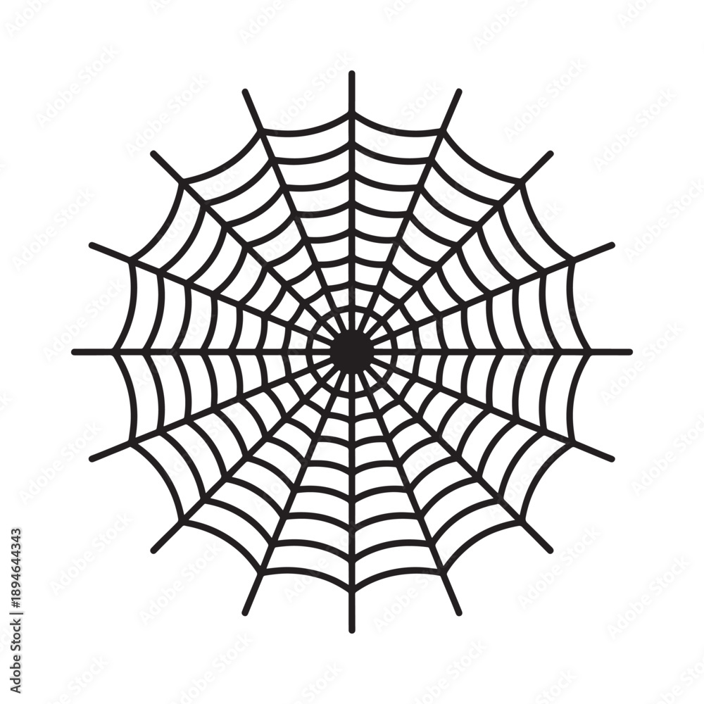 Obraz premium A simple black and white illustration of a classic spider web design