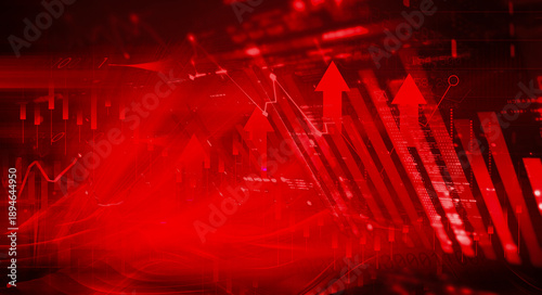 фотографія Dynamic red digital data visualization and financial analytics highlight the fas