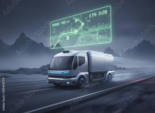 Smart Autonomous Delivery Truck with Digital Logistics Interface Concept