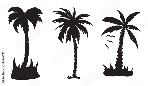 vector graphics set of different shapes silhouette palm