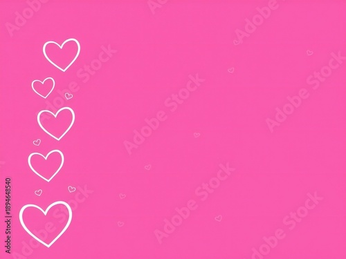 Vertical hearts on pink background