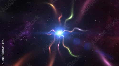 Wallpaper Mural Cosmic energy burst emanating vibrant colorful waves from a bright luminous celestial object in deep space Torontodigital.ca