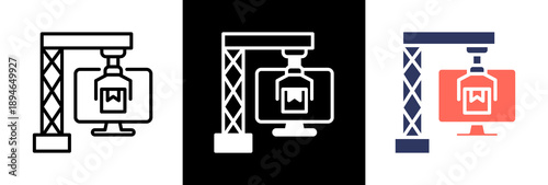 Digital Manufacturing triple icon