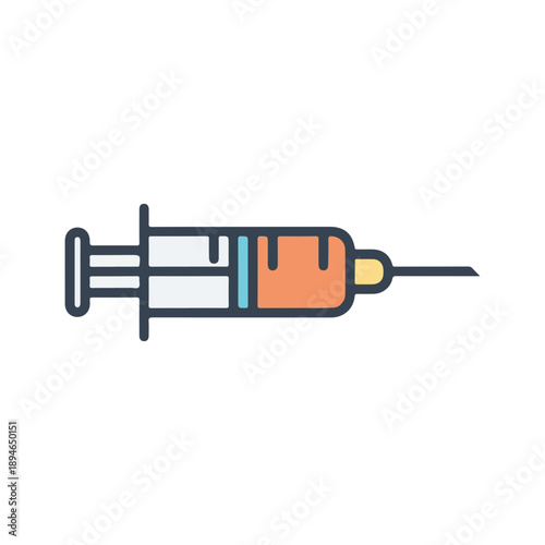 Syringe Icon Injection Needle Vaccine Medical Treatment Flat Style