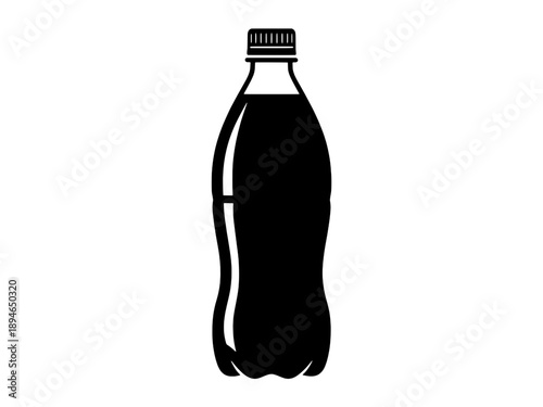Plastic Beverage Bottle Silhouette Isolated on Transparent Background - Soda Water and Liquid Container Vector Icon