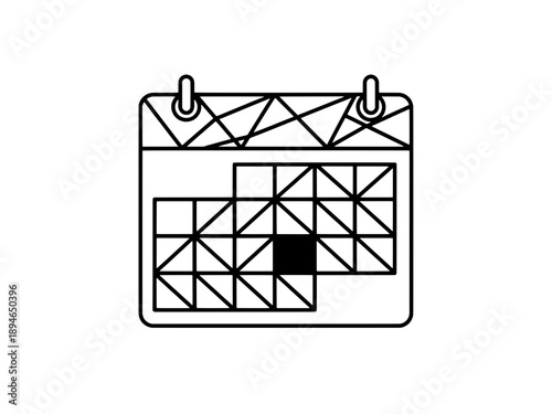Geometric Calendar Icon with Highlighted Date Isolated on Transparent Background - Abstract Planning and Deadline Symbol