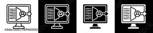 User Logout Icon Set In Black And White Filled Style Collection