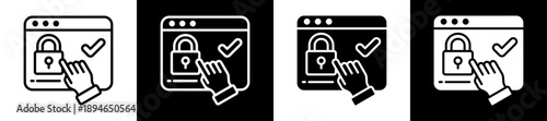 Access Control Icon Set In Black And White Filled Style Collection