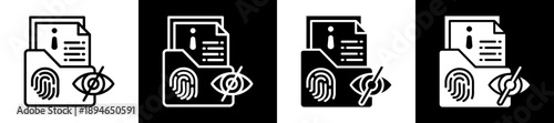 Sensitive Information Icon Set In Black And White Filled Style Collection
