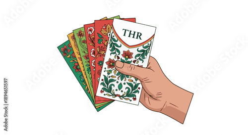 Hand Holding THR Duit Raya Money Packets