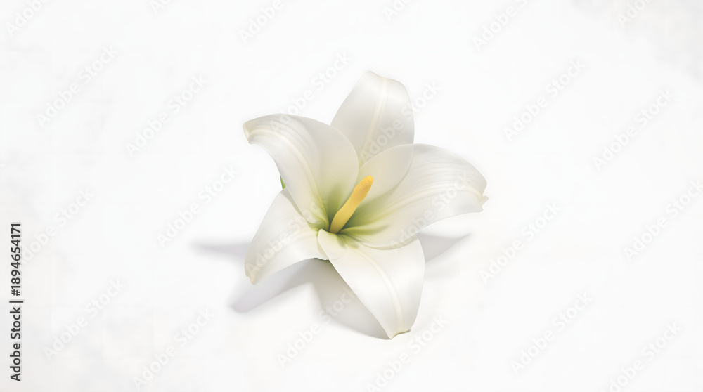 Fototapeta premium Elegant Detailed Close-up White Lily Flower Blossom on Clean Backdrop