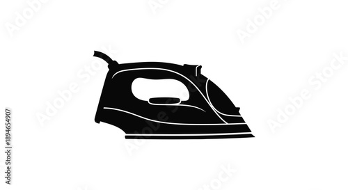 A stark black silhouette of a household clothing iron showcasing its streamlined form and function silhouette high quality
