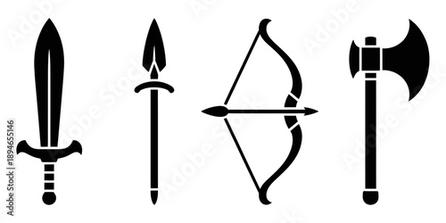 Medieval weapon icon set in for fantasy concept