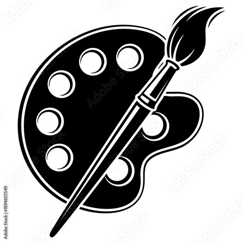 Black and white art palette paintbrush vector illustration icon design