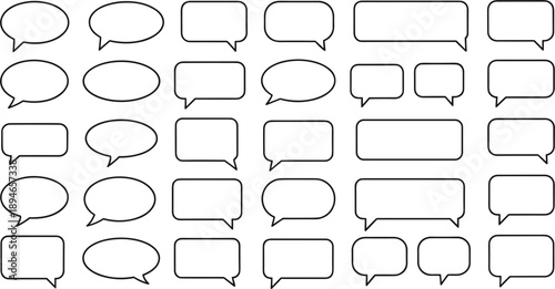 Blank Outline Speech Bubble and Dialogue Box Icon Set for Comic Strip Conversations, Social Media Chat Interfaces, and Creative Storytelling Graphic Design Elements