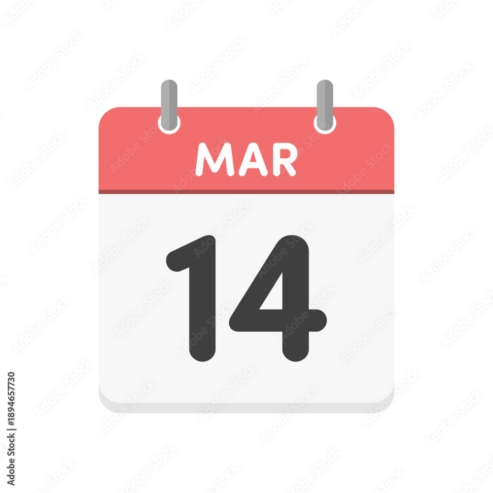 Fototapeta premium 3月14日･MAR 14の日めくりカレンダーのアイコン - 3/14のシンプルな赤い英語の暦