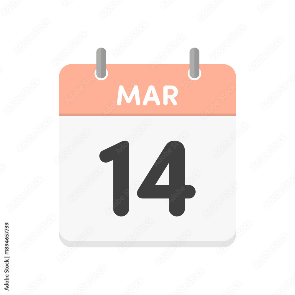 Fototapeta premium 3月14日・MAR 14の日めくりカレンダーのアイコン - 3/14のシンプルでかわいい英語の暦
